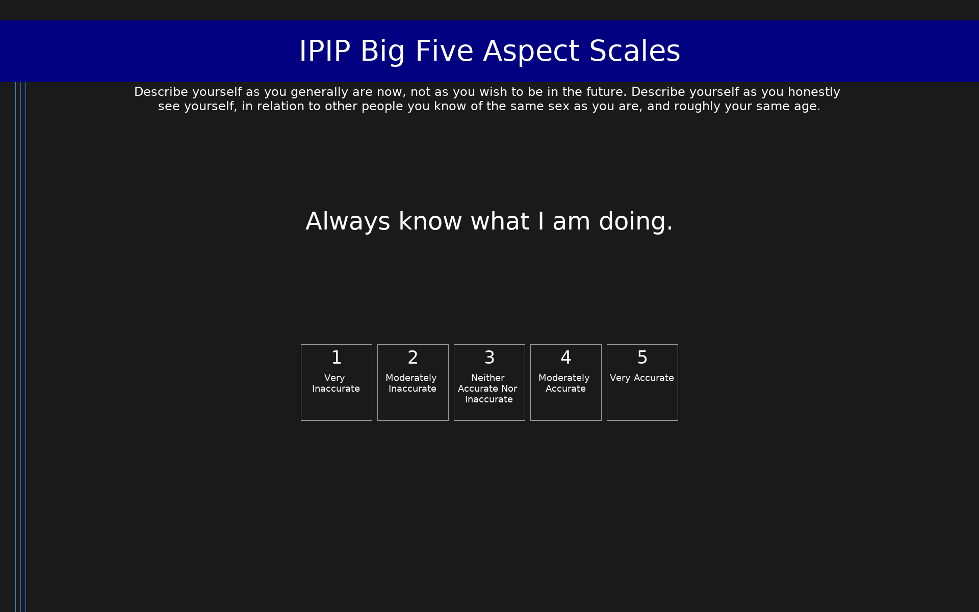 Screenshot of the IPIP Big Five Aspect Scales scale